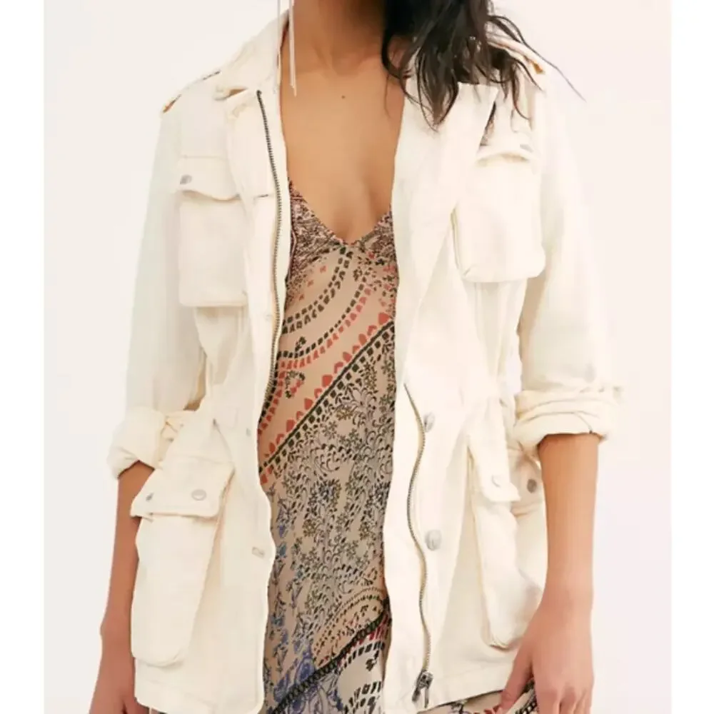 NWT Free People Not Your Brother's Utility Jacket Ecru Cream Women's Size XS - Picture 2 of 16